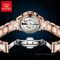 Femmes Montre Top Marque OLEVS Lovey Femmes Montre Mécanique Résistant À L&#39;eau Caractéristique De Mode Diamant Valentine Montres Automatiques